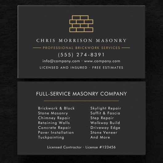 Masonry Brick Mason Contractor Company Visitenkarte