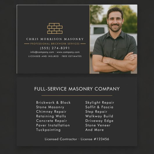 Masonry Brick Mason Contractor Photo Visitenkarte