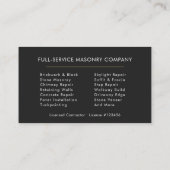 Masonry Brick Mason Visitenkarte (Rückseite)