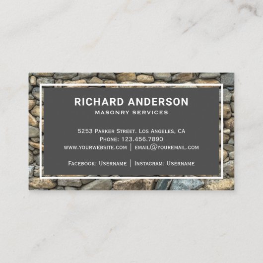 Masonry Construction Stone Wall Stoneworks Visitenkarte (Rückseite)