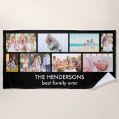 Masonry Grid 8 Foto Collage Familie Schwarz Strandtuch (Vorderseite)