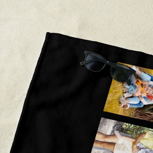 Masonry Grid 8 Foto Collage Familie Schwarz Strandtuch (Beispiel)