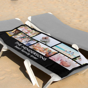 Masonry Grid 8 Foto Collage Familie Schwarz Strandtuch