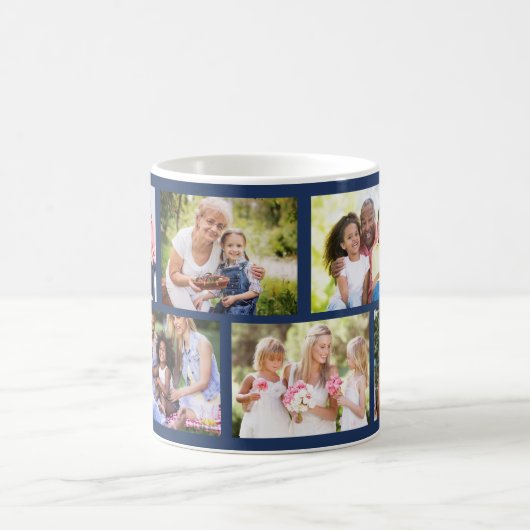 Masonry Grid Deep Blue 8 Foto Collage Kaffeetasse (Mittel)