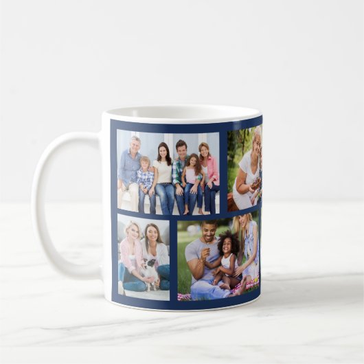 Masonry Grid Deep Blue 8 Foto Collage Kaffeetasse (Links)