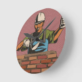 Masonry Worker Runde Wanduhr (Winkel)