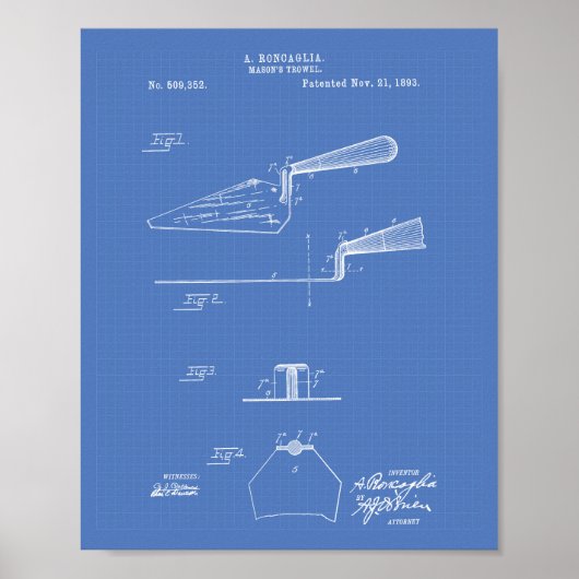 Masons Trowel 1893 Art Blueprint Poster (Vorne)