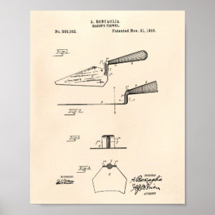 Masons Trowel 1893 Patent Kunst altes Papier Poster