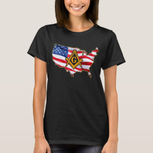 Masons Us Flag Karte Masonic Väter Unabhängigkeit  T-Shirt