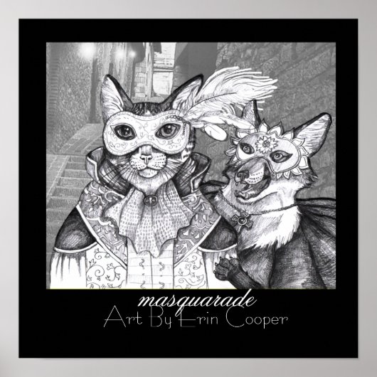 Masquarade Cat, Art Print by Erin Cooper Poster (Vorne)