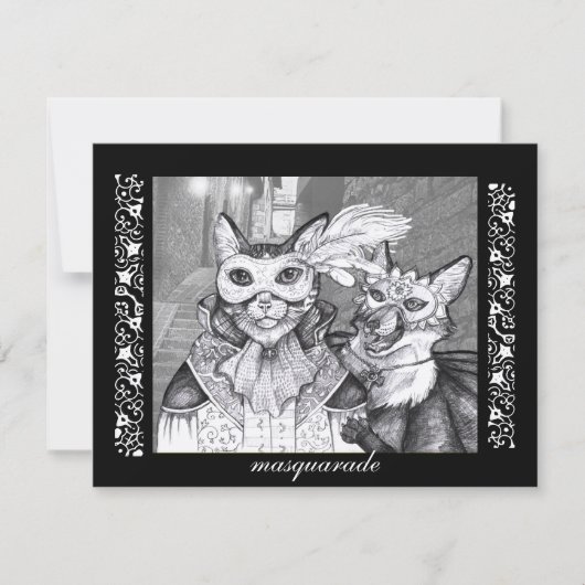 Masquarade Cat, Party Einladungen (Vorderseite)
