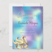 Masque, Confetti Dots Holographic Quinceañera Einladung (Vorderseite)