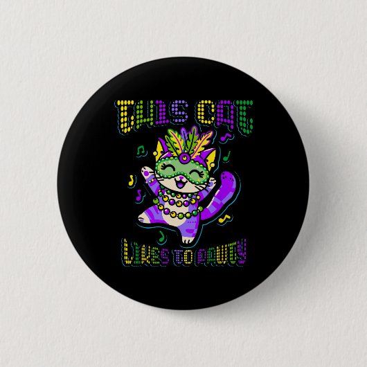 Masque Mardi Apparel Kostüme Mardi Gras Cat Button (Vorderseite)