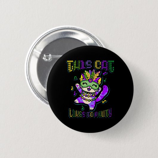 Masque Mardi Apparel Kostüme Mardi Gras Cat Button (Vorne & Hinten)