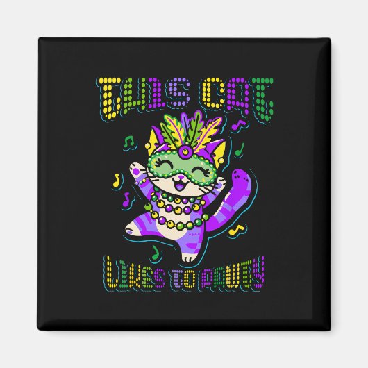 Masque Mardi Apparel Kostüme Mardi Gras Cat Magnet (Vorne)