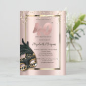 Masque Rose Gold 40. Geburtstag Einladung (Stehend Vorderseite)