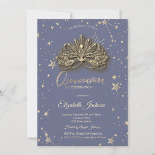Masque Stars Pastel Lavander Quinceanera Einladung