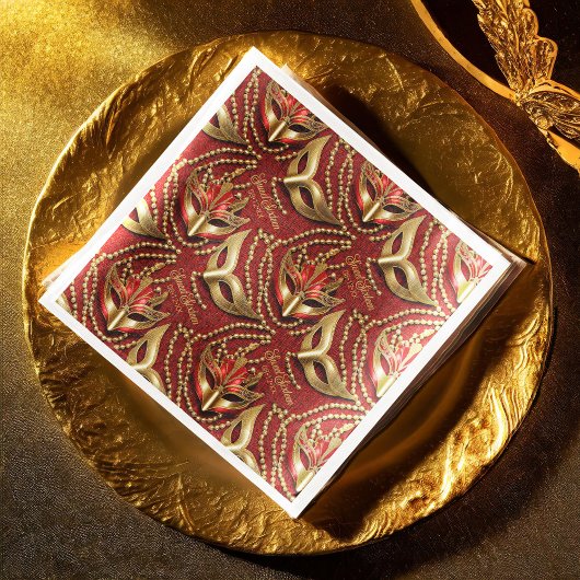 Masquerade 16 . Geburtstag Beads Masken Red ID1032 Serviette