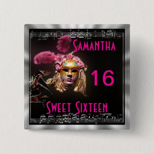 Masquerade 16 . Geburtstag Button (Vorderseite)