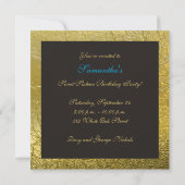 Masquerade 16 . Geburtstag Party blau, Goldfolie Einladung (Rückseite)