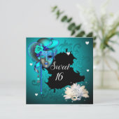 Masquerade, 16 . Geburtstag, Quinceanera Einladung (Stehend Vorderseite)