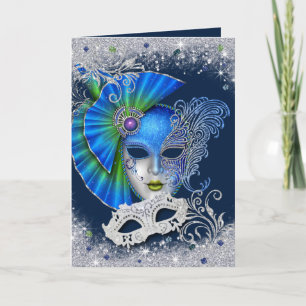 Masquerade 16 . Geburtstag Silver and Blue Einladung