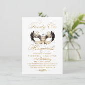 Masquerade 21. Geburtstag Gold Maske Einladung (Stehend Vorderseite)