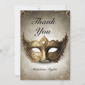 Masquerade Antique Venedig Maske Chic 50. Geburtst Dankeskarte (Vorderseite)