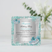 Masquerade Aquamarin Silver Snowflakes Masken Part Einladung (Stehend Vorderseite)