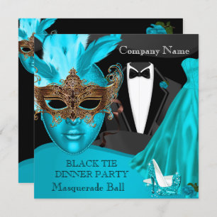 Masquerade Ball Aquamarin Black Krawatte Corporate Einladung