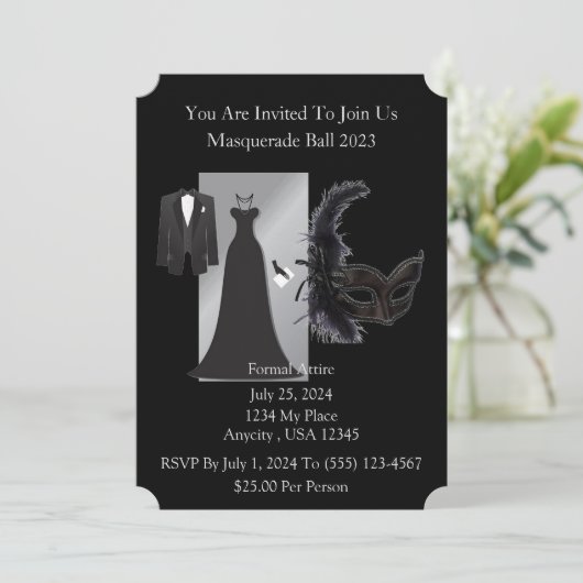 Masquerade Ball Einladung (Stehend Vorderseite)