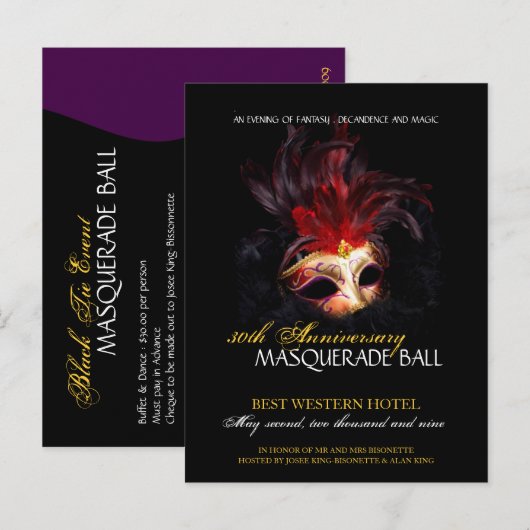 Masquerade Ball Einladung (Vorne/Hinten)