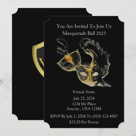 Masquerade Ball Einladung (Vorne/Hinten)