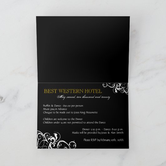 Masquerade Ball Einladungen - Card-12x18 (Innenseite)