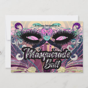 Masquerade Ball farbenfrohe Eyelashes Einladung
