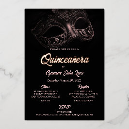 Masquerade Ball Foil Quinceanera Party Einladung