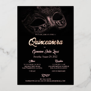 Masquerade Ball Foil Quinceanera Party Einladung