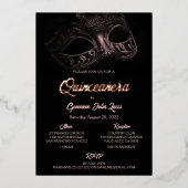 Masquerade Ball Foil Quinceanera Party Einladung (Vorderseite)