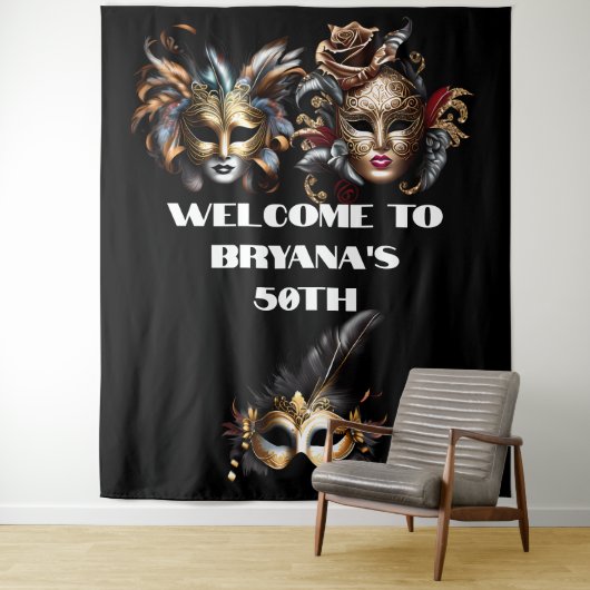 Masquerade Ball Gesicht maskiert elegante Mann Lad Wandteppich (Beispiel)