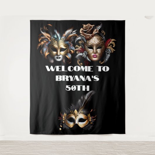 Masquerade Ball Gesicht maskiert elegante Mann Lad Wandteppich (Vorderseite)