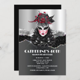 Masquerade Ball Girls Geburtstag elegante Glasmask Einladung