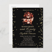 Masquerade Ball Gold Diamonds Sweet 16 Einladung (Vorne/Hinten)