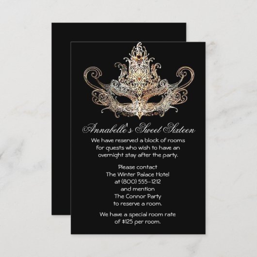 Masquerade Ball Hotel Unterkünfte Karten (Vorne/Hinten)