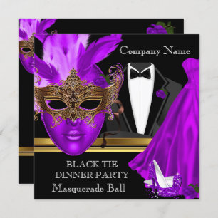 Masquerade Ball Lila Black Krawatte Party Einladung