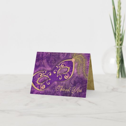 Masquerade Ball Maske Hochzeit Danke Lila (Vorderseite)