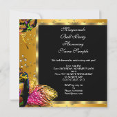 Masquerade Ball Masked Party Gold Feier Einladung (Rückseite)