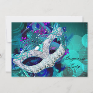 Masquerade Ball Party Aquamarin Blau Lila Masken E Einladung