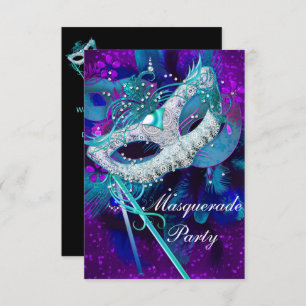 Masquerade Ball Party Aquamarin Blau Lila Masken S Einladung