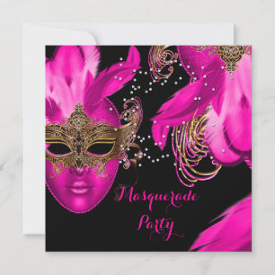 Masquerade Ball Party Rosa Masken Einladung