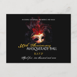 Masquerade Ball - Postcard-Antwortkarten Einladungspostkarte